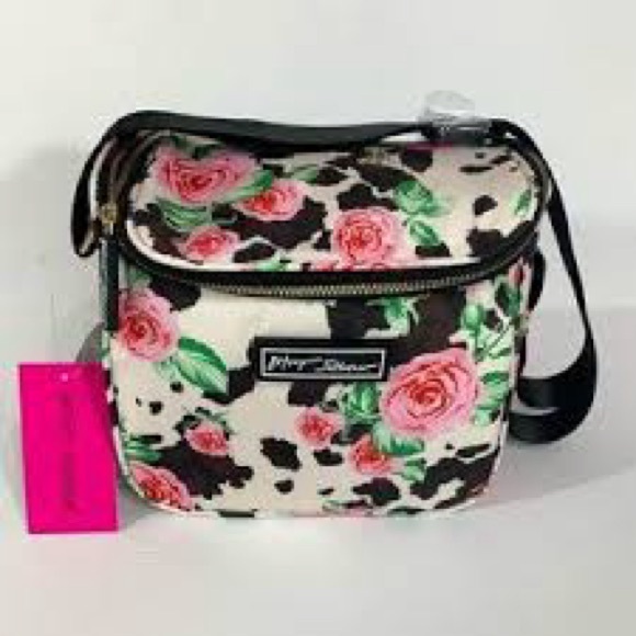 Betsey Johnson Handbags - Betsey Johnson Pink Floral and  Cow Print cooler Bag